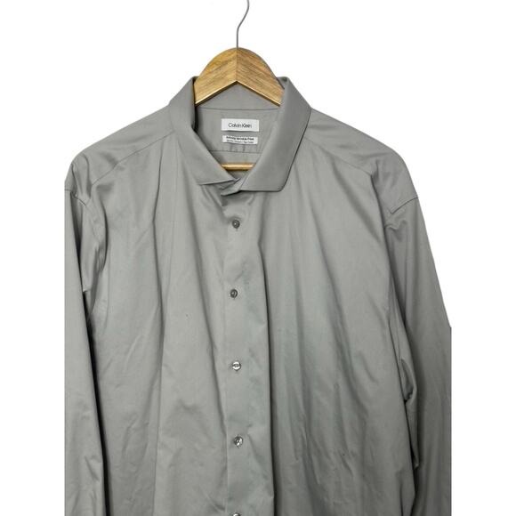 Calvin Klein Gray Infinite Wrinkle Free Slim Fit Stretch Flex Collar Men's 3XL - Picture 2 of 6